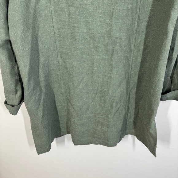 Soft Surroundings Green Ramie Long Tunic Coat Boho Chic Military Jacket Size M - Picture 10 of 16